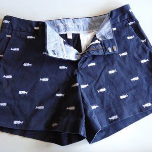Banana Republic City Chino Preppy Navy Shorts with Embroidered Whales Size 6/8